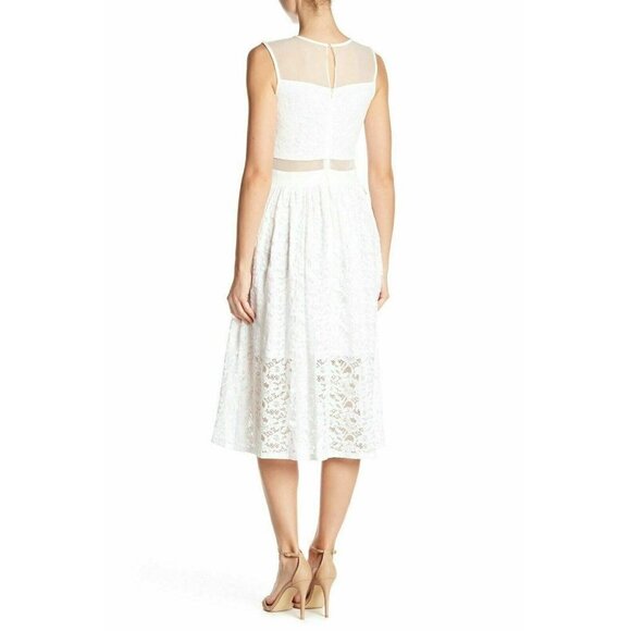 Love..Ady Women's White Mesh Floral Lace Dress M - Picture 4 of 12
